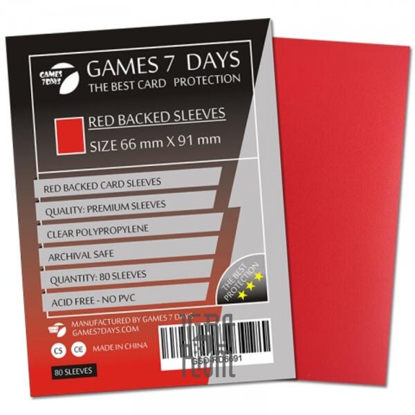 Протекторы для карт Games7Days (66 х 91 мм, MTG, 80 шт.) Red (PREMIUM)