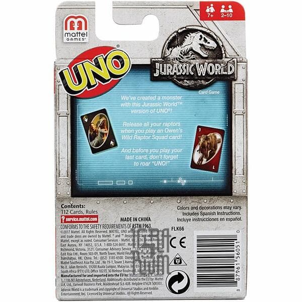 Настольная игра Уно Парк Юрского периода (Uno Jurassic World, Уно динозавры)