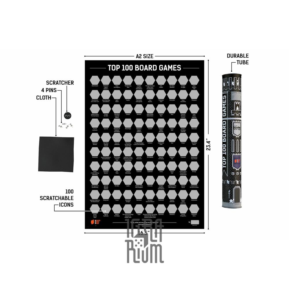Скретч постер TOP 100 BOARD GAMES купить недорого в Украине, Киеве, Днепре,  Харькове, Одессе | Интернет-магазин настольных игр ИГРАРИУМ